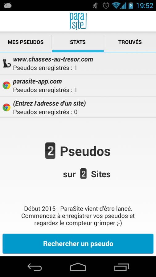 ParaSite App - Annuaire de pseudos - Gérer vos contacts